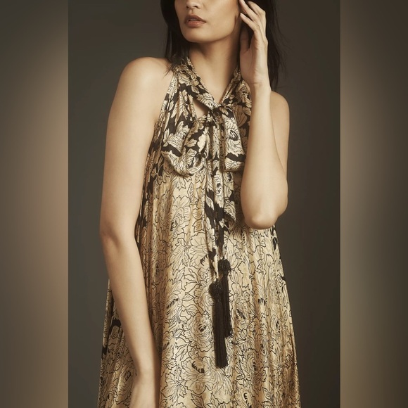 NWT Mes Demoiselles Rose Sama Floral Jacquard Halter Maxi Dress - Picture 2 of 8